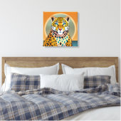 Leopard - überzogene Canvas Art Print Leinwanddruck (Insitu (Schlafzimmer))