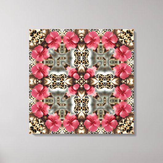 Leopard und Blume Leinwanddruck (Vorderseite)