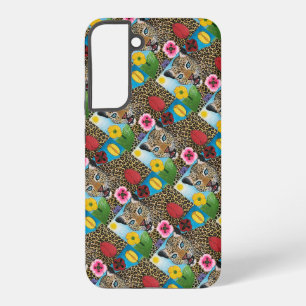 Leopard- und Blumen-Handyhülle Samsung Galaxy Hülle