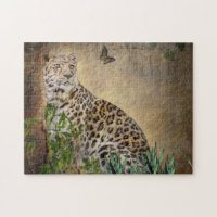 Leopard und Butterfly Wildlife Foto