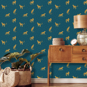 Leopard und Dots Aquamarin Tapete