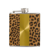 Leopard und Gold-Metalldruck - Flasche Flachmann (Vorderseite)