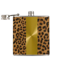 Leopard und Gold-Metalldruck - Flasche