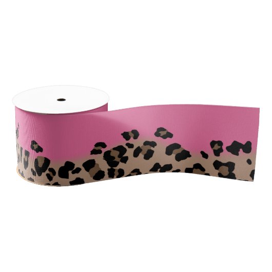 Leopard und Hot Pink Ripsband (Spule)