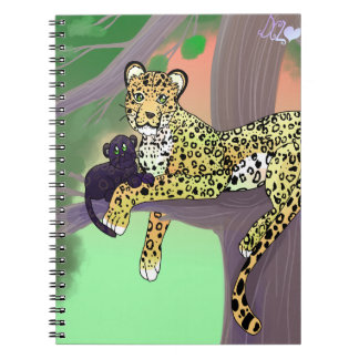 Leopard und Jungtier Notizbuch zurück zur Schule Notizblock