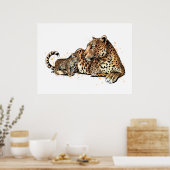 Leopard und Jungtier Poster (Küche)