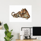 Leopard und Jungtier Poster (Heimbüro)
