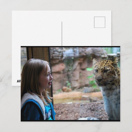 Leopard und Kinderporträt Postkarte (Vorne/Hinten)
