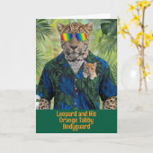 Leopard und Orange Tabby Karte (Gelbe Blume)