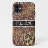 Leopard und Paisley-Muster addieren Namen Case-Mate iPhone Hülle (Rückseite)