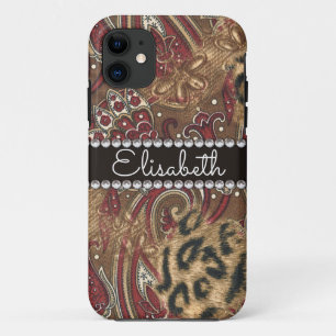 Leopard und Paisley-Muster addieren Namen Case-Mate iPhone Hülle