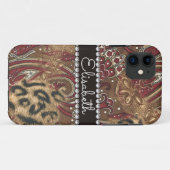 Leopard und Paisley-Muster addieren Namen Case-Mate iPhone Hülle (Rückseite (Horizontal))