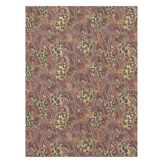 Leopard und Paisley-Muster-Druck Tischdecke (Vorderseite)