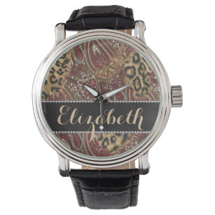 Leopard und Paisley Muster drucken, um sich zu per Armbanduhr