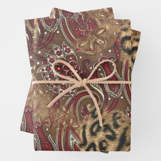 Leopard und Paisley-Muster Geschenkpapier Set (Beispiel)