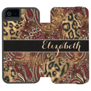 Leopard- und Paisley-Musterdruck zur Personalisier Incipio Watson™ iPhone 5 Geldbörsen Hülle