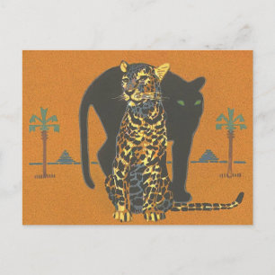 Leopard und Panther Postkarte