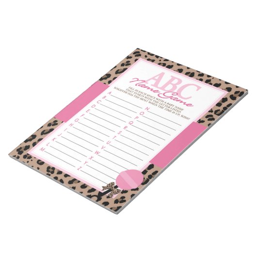 Leopard und Pink ABC Baby Name Game Pack Notizblock (angewinkelt)