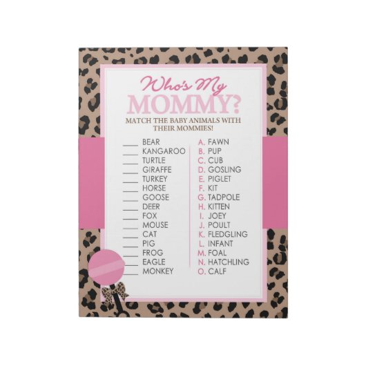 Leopard und Pink Baby Animal Shooting Game Notizblock (Rotiert)