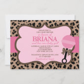 Leopard und Pink Baby Dusche Einladung (Vorderseite)