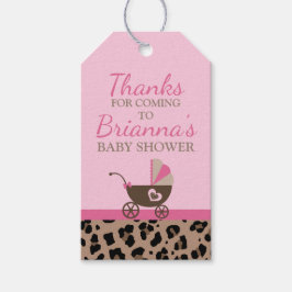 Leopard und Pink Baby Dusche Geschenkanhänger