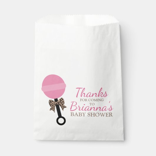 Leopard und Pink Baby Dusche Geschenktütchen (Vorderseite)