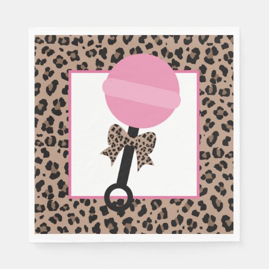 Leopard und Pink Baby Dusche Serviette (Vorderseite)