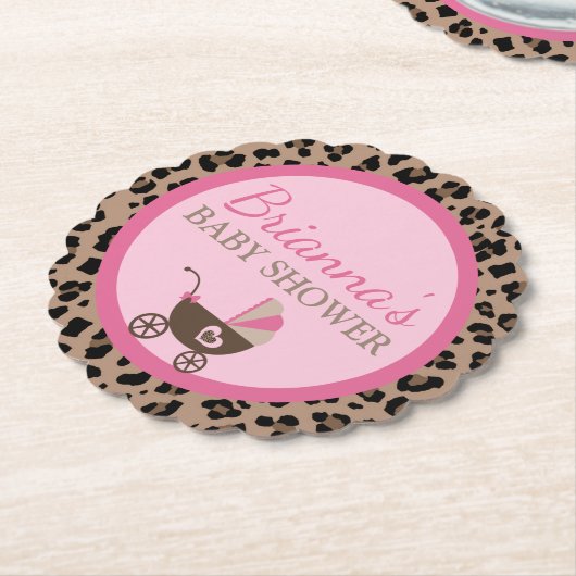 Leopard und Pink Baby Dusche Untersetzer (angewinkelt)