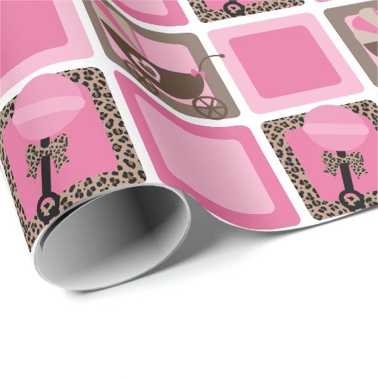 Leopard und Pink Baby Duschpapier Geschenkpapier (Rolleneckpunkt)