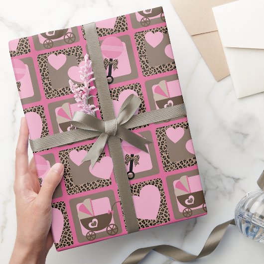 Leopard und Pink Baby Duschpapier Geschenkpapier