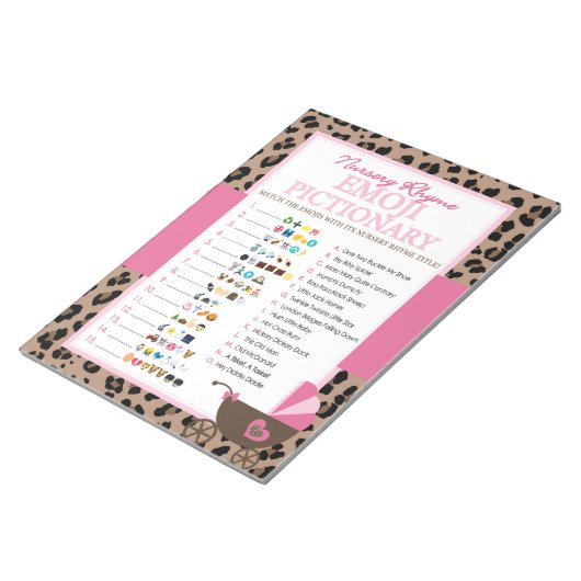 Leopard und Pink Emoji Kinderzimmer Rhyme Duschspi Notizblock (angewinkelt)