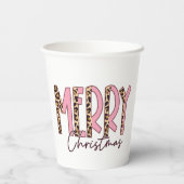 Leopard und Pink Frohe Weihnachten Pappbecher (Rückseite)