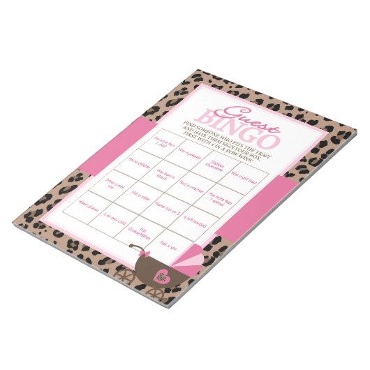 Leopard und Pink Guest Bingo Baby Showroom Pack Notizblock (angewinkelt)