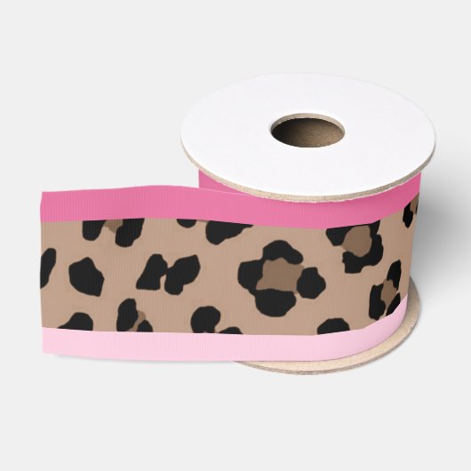 Leopard und Pink Ripsband (Spule)