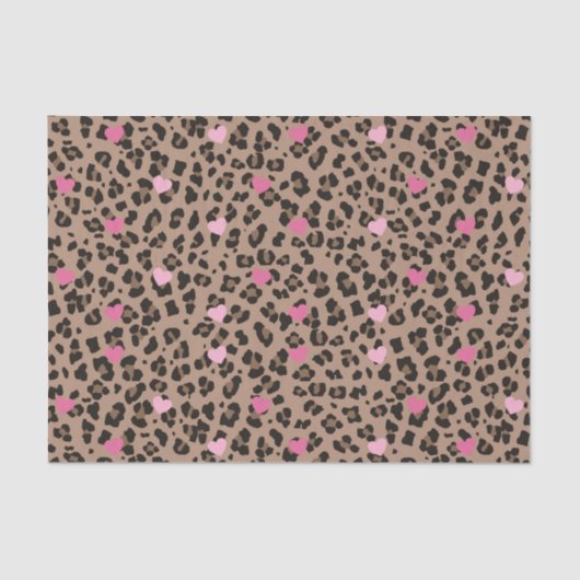 Leopard und rosa Herz-Party Seidenpapier (Vorderseite)