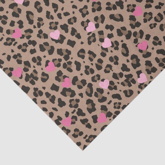 Leopard und rosa Herz-Party Seidenpapier (Ausschnitt)