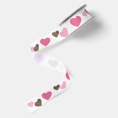 Leopard und rosa Herzen Satinband (Rückseite)