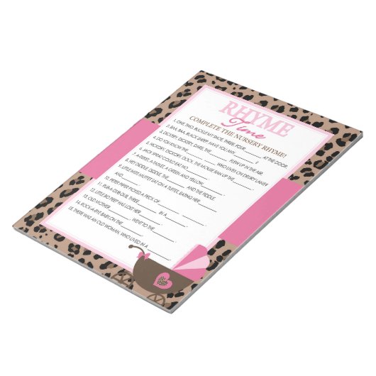 Leopard und Rosa Kinderzimmer Rhyme Duschpack Game Notizblock (angewinkelt)