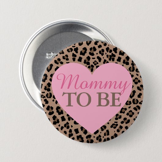 Leopard und rosa Mommy werden Baby-Dusche Button (Vorne & Hinten)