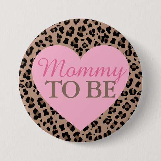 Leopard und rosa Mommy werden Baby-Dusche Button (Vorderseite)