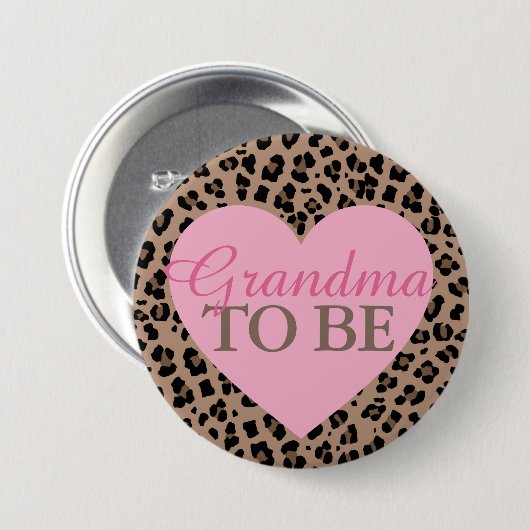Leopard und rosa Oma zur Kinderdusche Button (Vorne & Hinten)