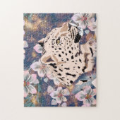 Leopard und rosa Orchid. Puzzle (Vertikal)
