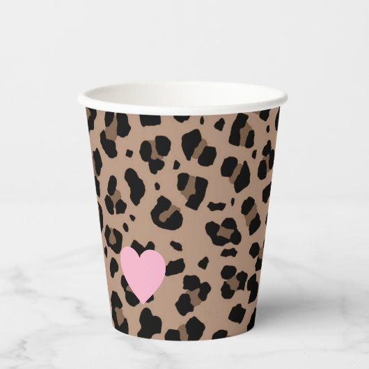 Leopard und rosa Party Pappbecher (Vorderseite)