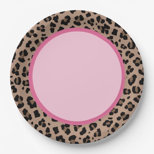Leopard und rosa Party Pappteller (Vorderseite)