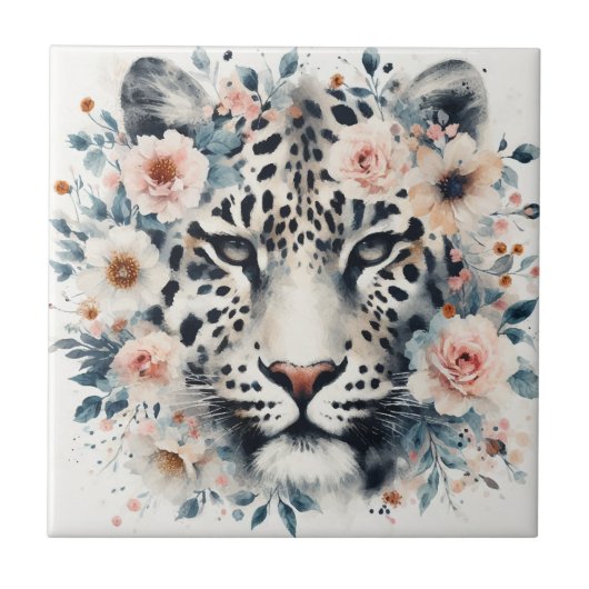 Leopard und Rose Fliese (Vorderseite)