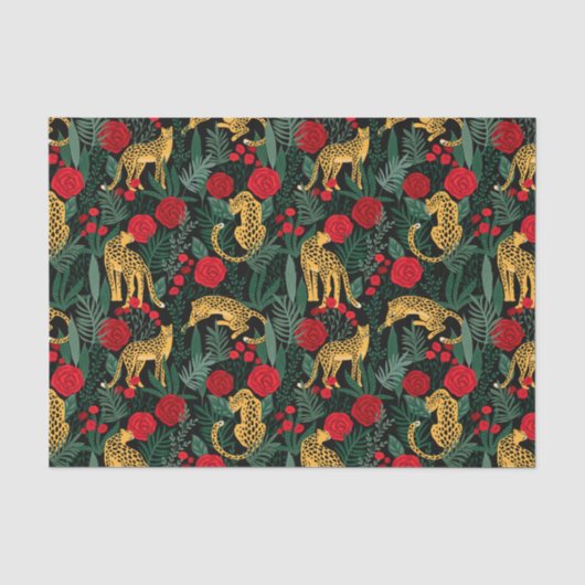Leopard und Rosen Seidenpapier (Vorderseite)