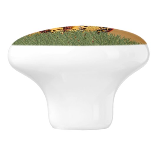 Leopard und Schmetterling Keramikknauf (Seitenansicht)