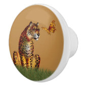 Leopard und Schmetterling Keramikknauf (Rechts)