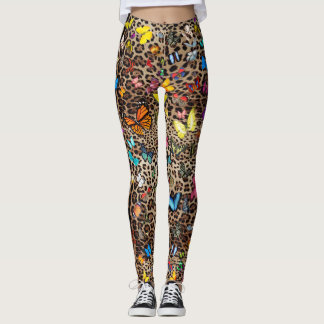 Leopard und Schmetterlinge Leggings