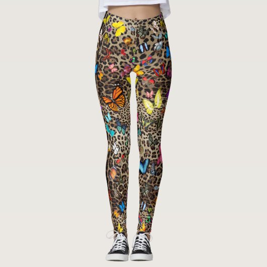 Leopard und Schmetterlinge Leggings (Vorderseite)